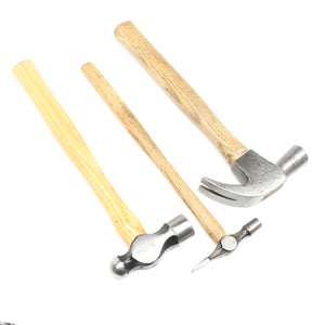 Image Title 3x Old Hammers - Claw, Cross-Pein, Ball-Pein (Ash, Hickory)