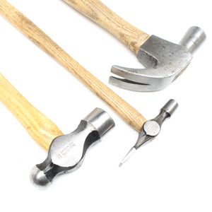 Image Title 3x Old Hammers - Claw, Cross-Pein, Ball-Pein (Ash, Hickory)