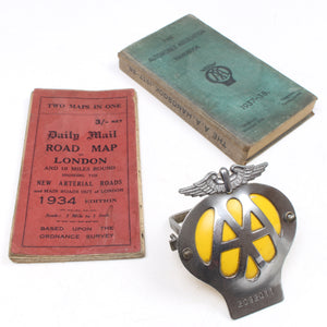 Vintage AA Car Badge, AA Book, London Map Book