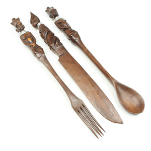 Image Title Wooden Tribal Ornamental Cutlery - UK ONLY