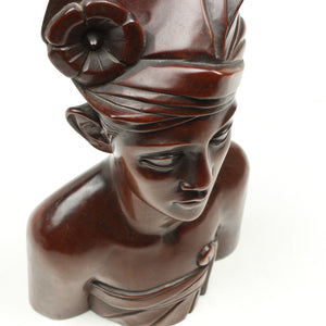 Signed Wooden Bali Bust - 12 1/2" - UK ONLY