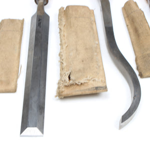 Image Title 4x Old Sash Mortice, Swan-Neck & Paring Chisels (Ash, Boxwood)