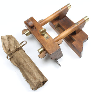 Image Title Old Nurse Wooden Plough Plane + 7 Cutters (Beech)
