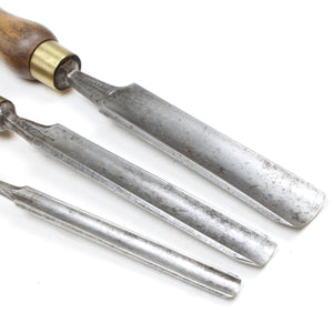 Image Title 3x Old Outcannel Firmer Gouges - 5/16", 1/2", 7/8" (Ash)
