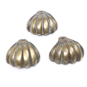 3x Old Brass Shell Claw Draw Pulls
