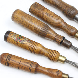 Image Title 5x Old Sorby Firmer Gouges - 1/4" - 3/4" (Ash) (UK)