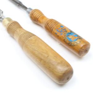 Image Title 2x Old Sorby Outcannel Firmer Gouges - 8mm, 19mm (Ash)