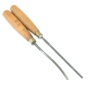 2x Ashley Iles Deep Gouge and Curved V Tool (Beech)