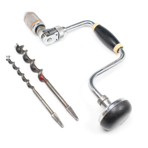 Image Title Stanley Drill Brace + 2x Marples Auger Bits - 1/2", 7/8"