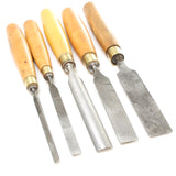 5x Sorby Bevel Edge Chisels and Gouge (Boxwood) 5x Sorby Bevel Edge Chisels and Gouge (Boxwood)