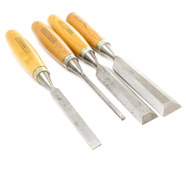 SOLD 4x Old Marples Chisels (Ash) OldTools.co.uk