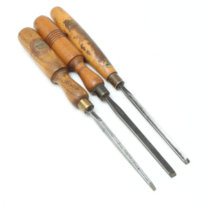 Image Title 3x Old Marples Chisels / Gouge (Ash, Beech, Boxwood)