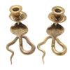 SOLD - 2x Old Brass Cobra Candle-Stick Holders