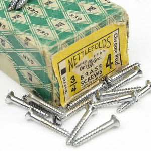 22 x Nettlefolds Barrel Chrome Brass Screws – 3/4” x 4 - OldTools.co.uk