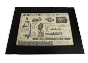 Image Title 1950's Framed Tyzack Tools Pictures - Size: A5 - OldTools.co.uk