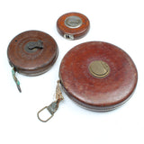 3x Old Leather Tape Measures (Display/Prop)
