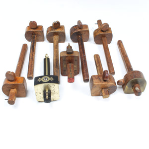 9x Old Wooden Marking Gauges (Beech)