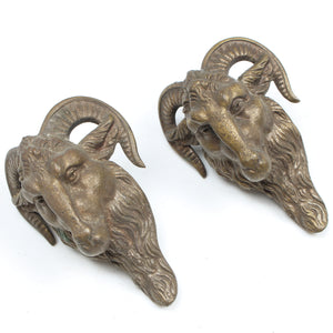 2x Old Ironmongery Decorative Goat Heads