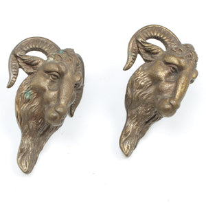 2x Old Ironmongery Decorative Goat Heads