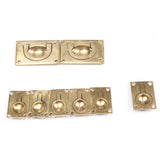 8x Old Small Brass Campaign Furniture Flush Pull Handles