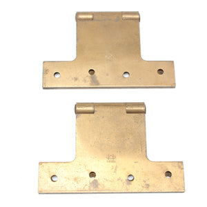 2x Old Large Wide Sweden Brass H Hinges - 5"