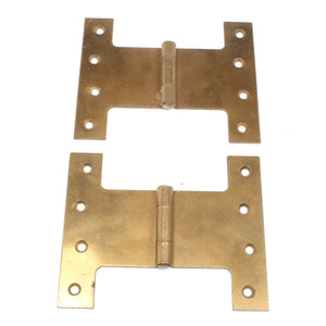 2x Old Large Wide Sweden Brass H Hinges - 5"