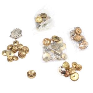 Tin Of Old Military Buttons + Bedfordshire & Hertfordshire Cap Badge