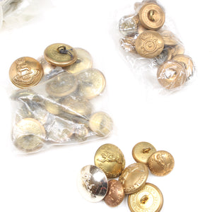 Tin Of Old Military Buttons + Bedfordshire & Hertfordshire Cap Badge