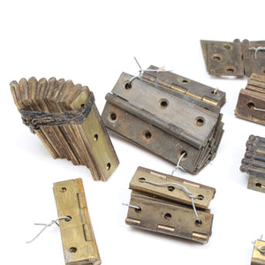 Collection Of Paired-Up Old Brass Hinges