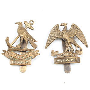 Old Royal Navy Steady Hood & Strike Hawke Cap Badges