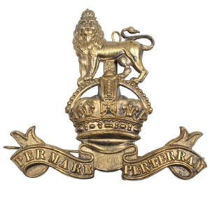 Old Large Per Mare Perterram Royal Marines Cap Badge