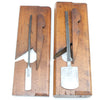 2x Old Wooden Rabbet / Rebate Round Planes - 1/2", 1 1/2" (Beech) - OldTools.co.uk
