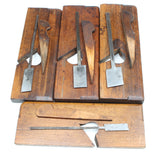 4x Old Marples Wooden Planes - Rabbet / Rebate (Beech) - OldTools.co.uk