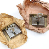 2x  Old Small Brass Locks - 38mm x 25mm