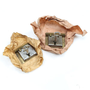 2x  Old Small Brass Locks - 38mm x 25mm