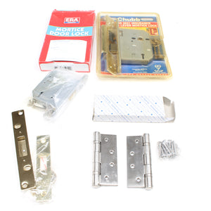 Old Chubb Mortice Lock, ERA Mortice Door Lock & Hinges - OldTools.co.uk