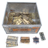 Large Old Tin Containing Many Old Brass Hinges