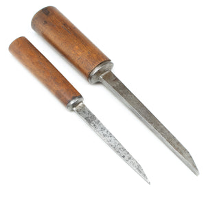 2x Old Mortice Chisels – 1/8", 3/8" (Beech)