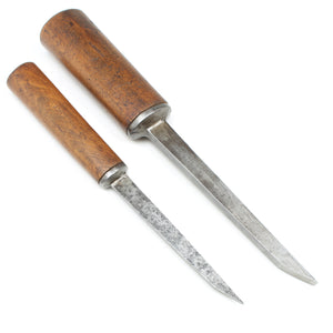 2x Old Mortice Chisels – 1/8", 3/8" (Beech)