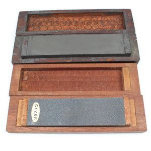 2x Boxed Oilstone Sharpening Stones - Coarse & Medium (Mahogany)