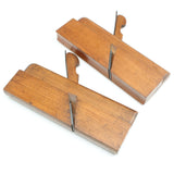 2x Old Wooden Planes - Hollow & Rounds - No. 14 (Beech) - OldTools.co.uk