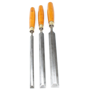 3x Old Paring Chisels - 1/2", 3/4", 1" (Boxwood)