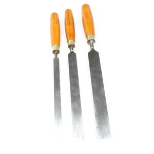 3x Old Paring Chisels - 1/2", 3/4", 1" (Boxwood)
