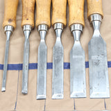Old 6-Piece Switzerland Bevel Edge Chisels Set - OldTools.co.uk
