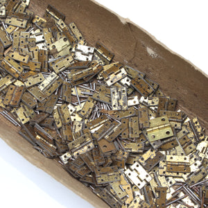 Box of Old Small, Tiny Brass Box Hinges - 12mm