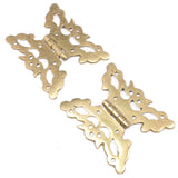 2x Old Beautiful Brass Decorative Butterfly Hinges - 3"