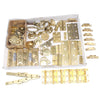 Box Of Various Vintage Brass Hinges & Brass Ironmongery