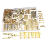 Box Of Various Vintage Brass Hinges & Brass Ironmongery