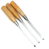 3x Old Hale Bros Mortice Chisels (Beech) - OldTools.co.uk