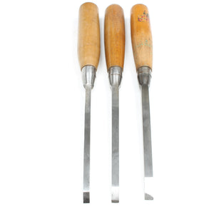 3x Old Hale Bros Mortice Chisels (Beech) - OldTools.co.uk